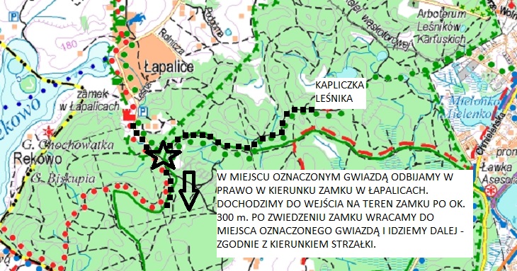 Trasa wędrówki -okolica Zamku w Łapalicach. Źródło: www.eko-kapio.pl