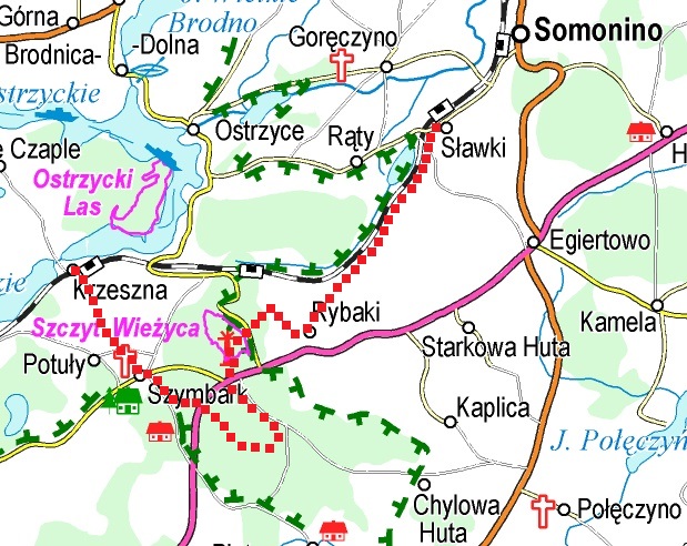 Orientacyjna trasa mikrowyprawy "W głąb kaszubskich gór". Źródło: www.eko-kapio.pl